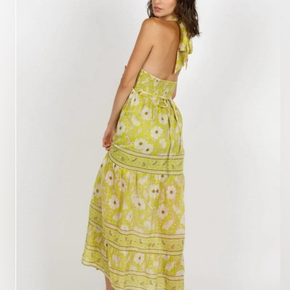 Keahi Lime Floral Halter Maxi Dress XS From Band Of The Free NWT - Picture 2 of 5